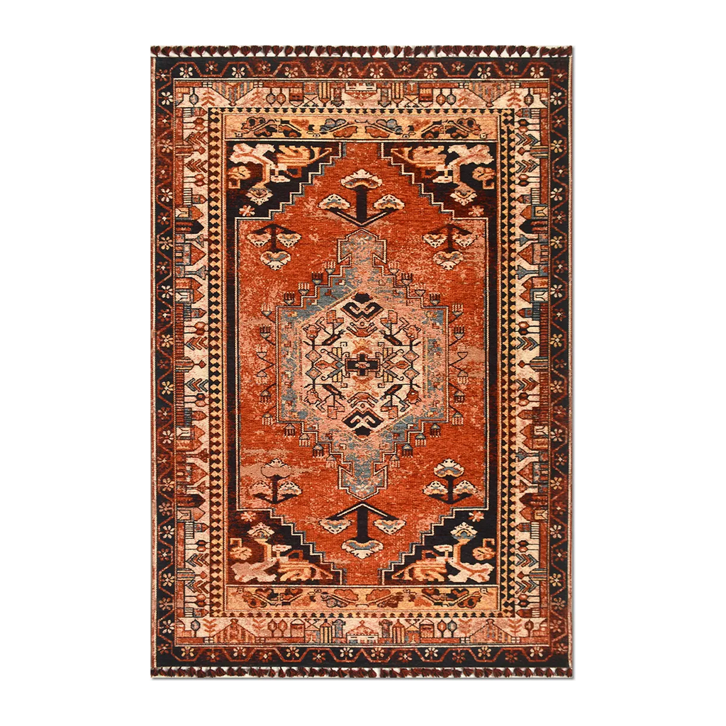 RECTANGLE | HERO | Cirrus Persian Style Traditional Medallion Rust Black Cream 