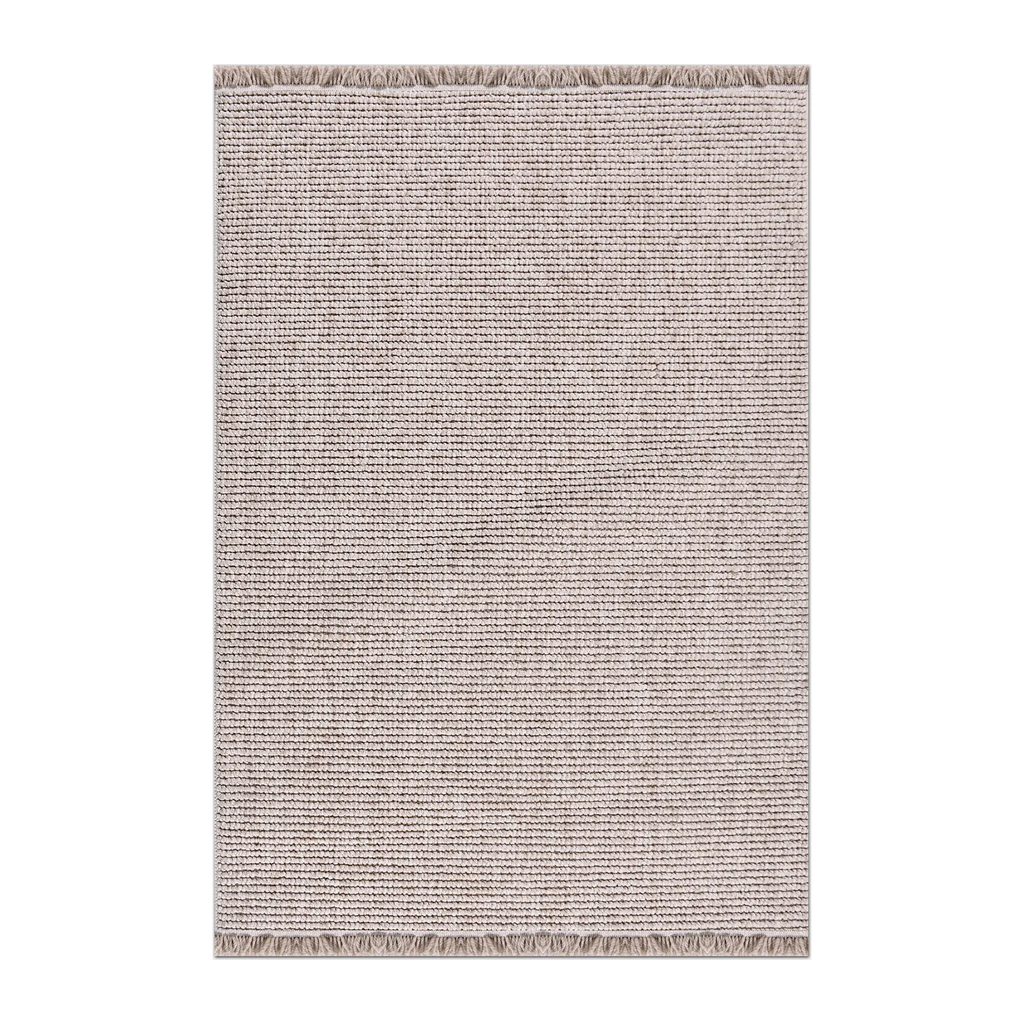 RECTANGLE | HERO | Lazuli Beige Solid Scandinavian Ribbed Texture Machine Woven