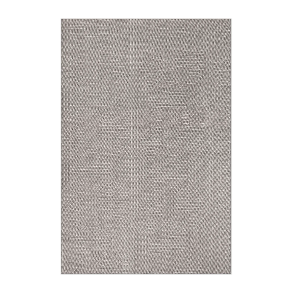 RECTANGLE | HERO | Halo Light Grey Modern Geometric Arch Machine Woven Living R