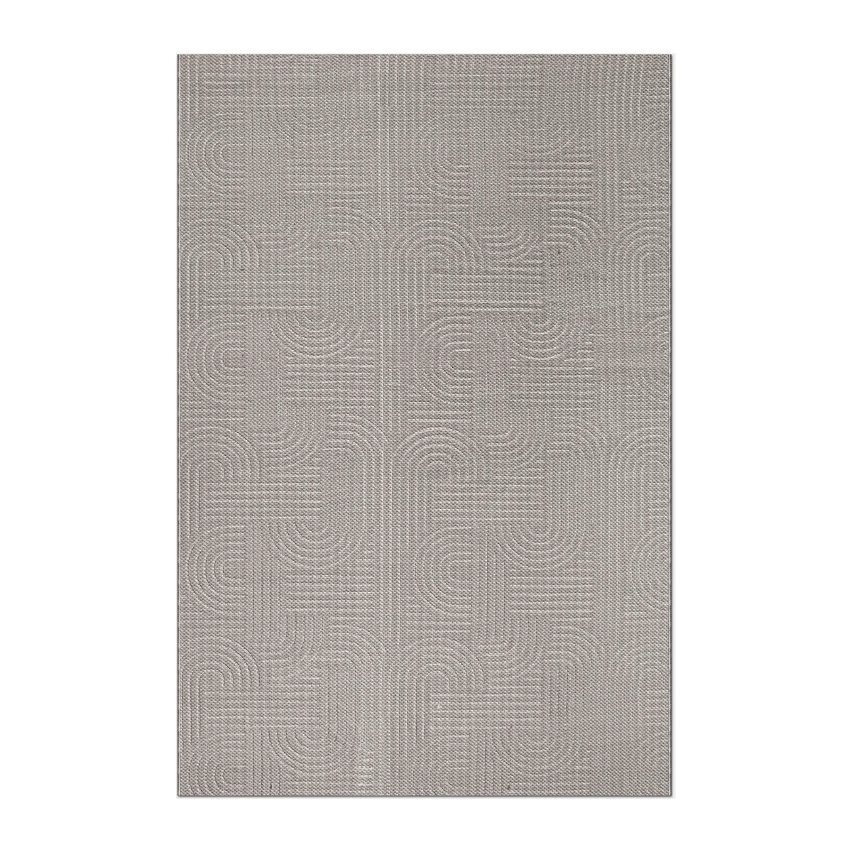 RECTANGLE | HERO | Halo Light Grey Modern Geometric Arch Machine Woven Living R