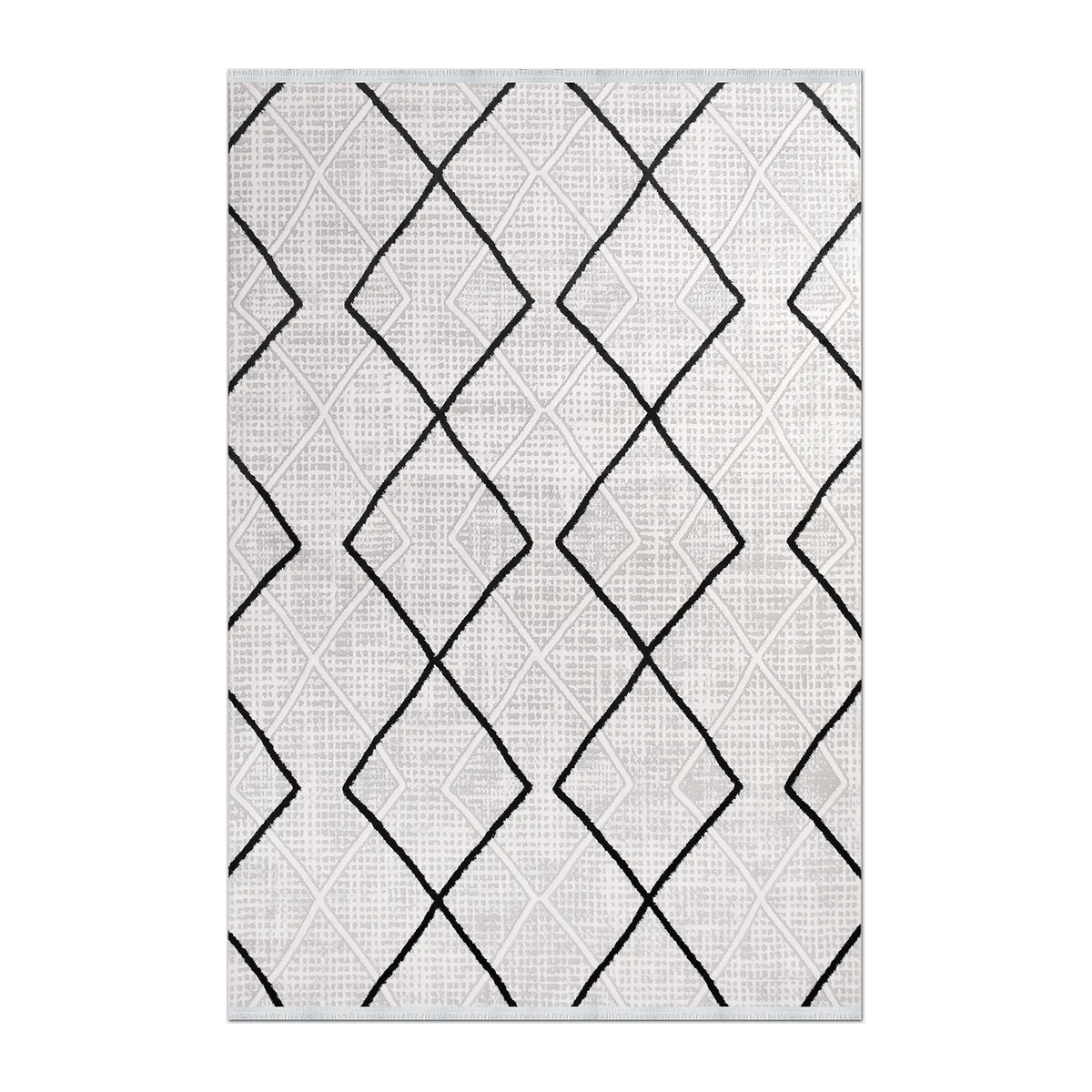 RECTANGLE | HERO | Coppice Cream Black Moroccan Style Diamond Trellis Machine W