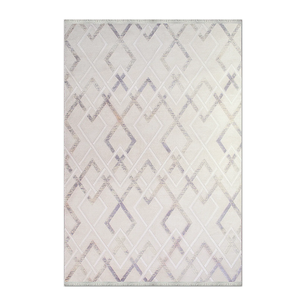 RECTANGLE | HERO | Pinnacle Cream Lilac Geometric Modern Machine Woven Living R