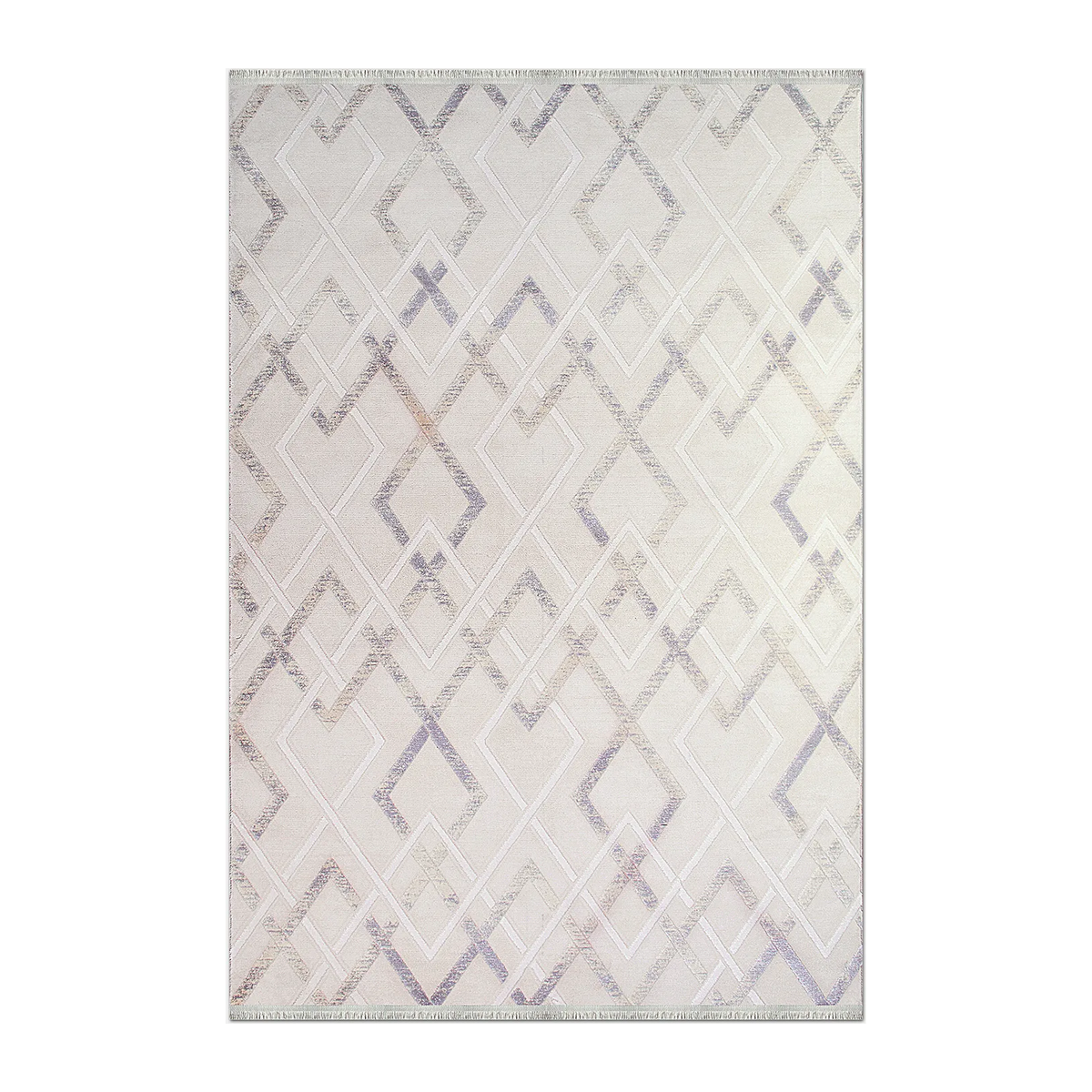 RECTANGLE | HERO | Pinnacle Cream Lilac Geometric Modern Machine Woven Living R