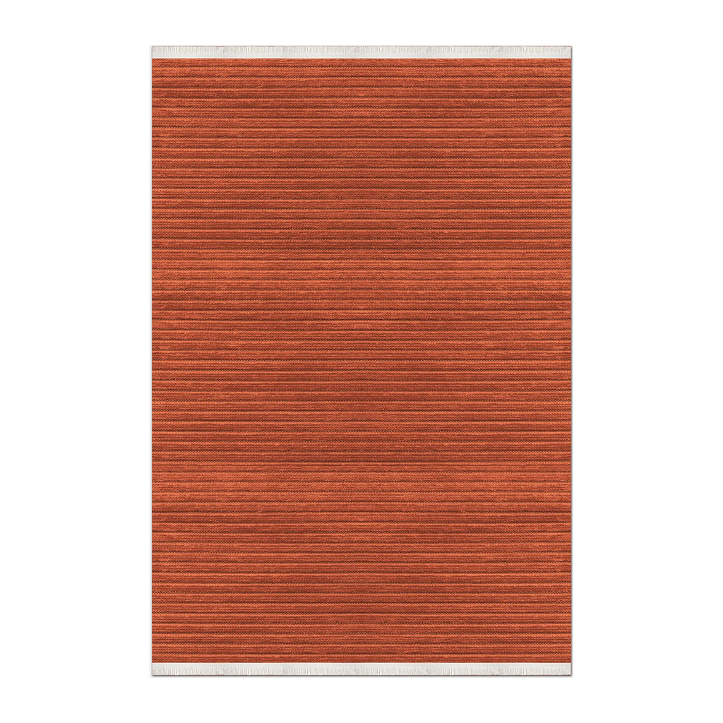 RECTANGLE | HERO | Mullein Terracotta Rust Striped Modern Machine Woven Living 