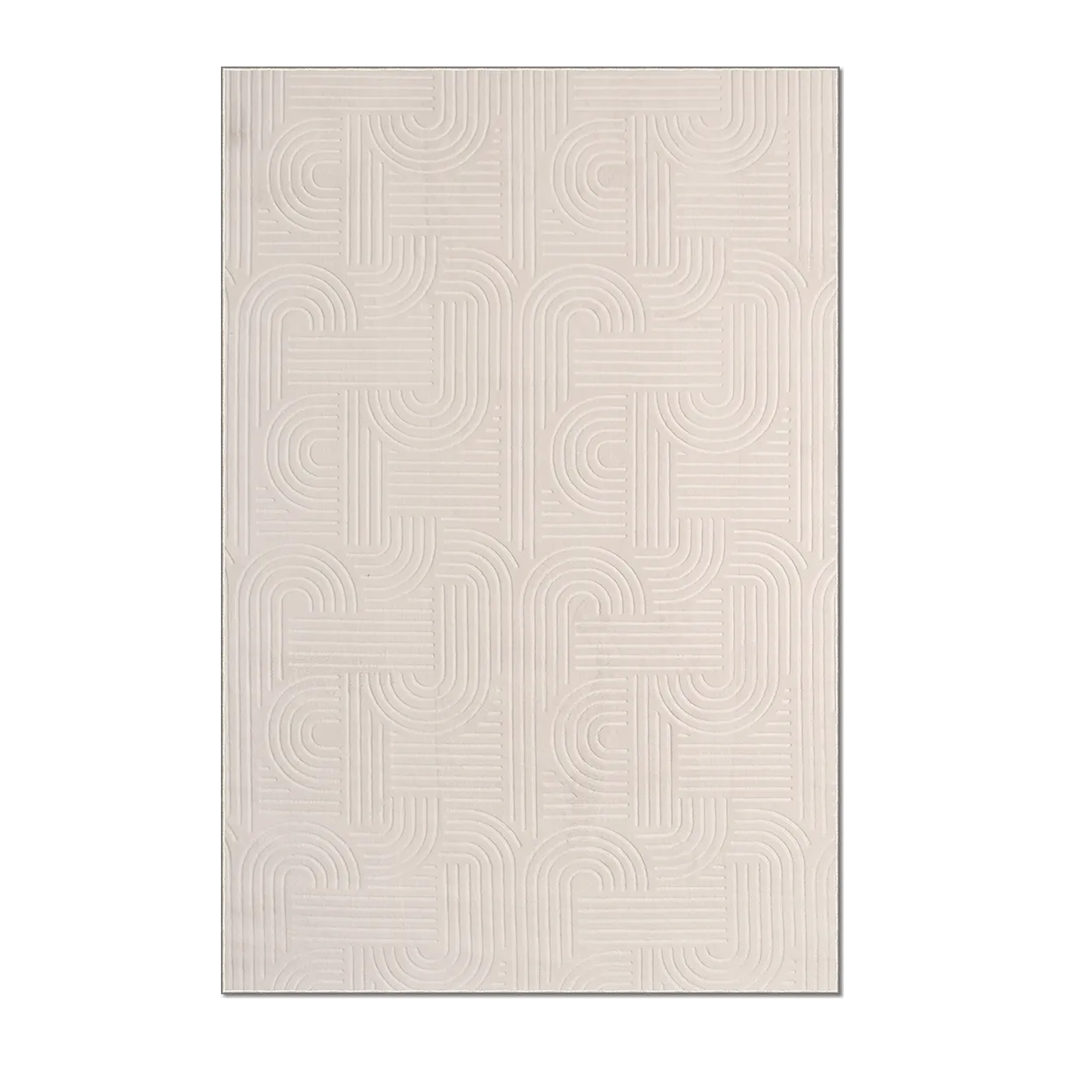 RECTANGLE | HERO | Gloaming Cream Modern Geometric Carved Texture Machine Woven