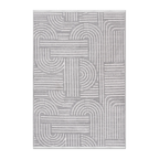 RECTANGLE | HERO | Dogrose Grey Ivory Modern Geometric High-Low Machine Woven L