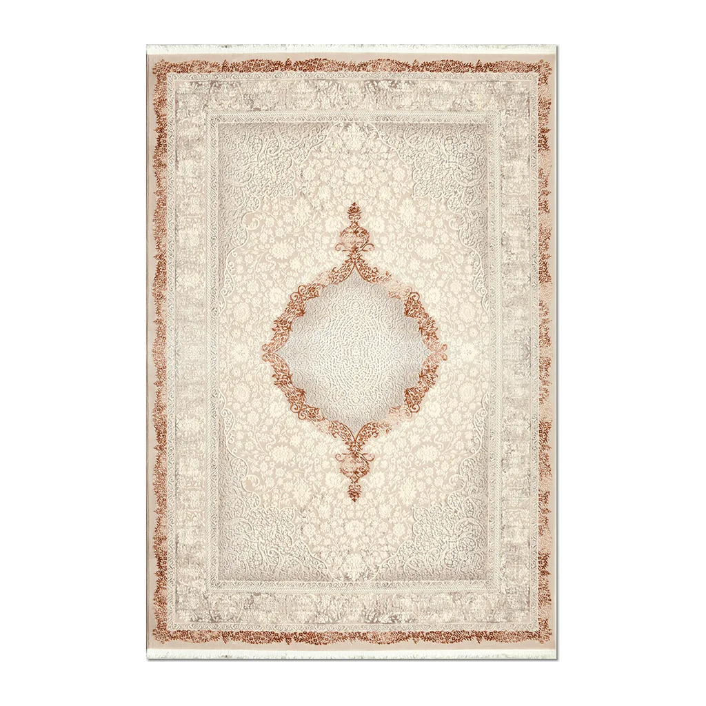 RECTANGLE | HERO | Bastion Cream Grey Traditional Damask Machine Woven Living R