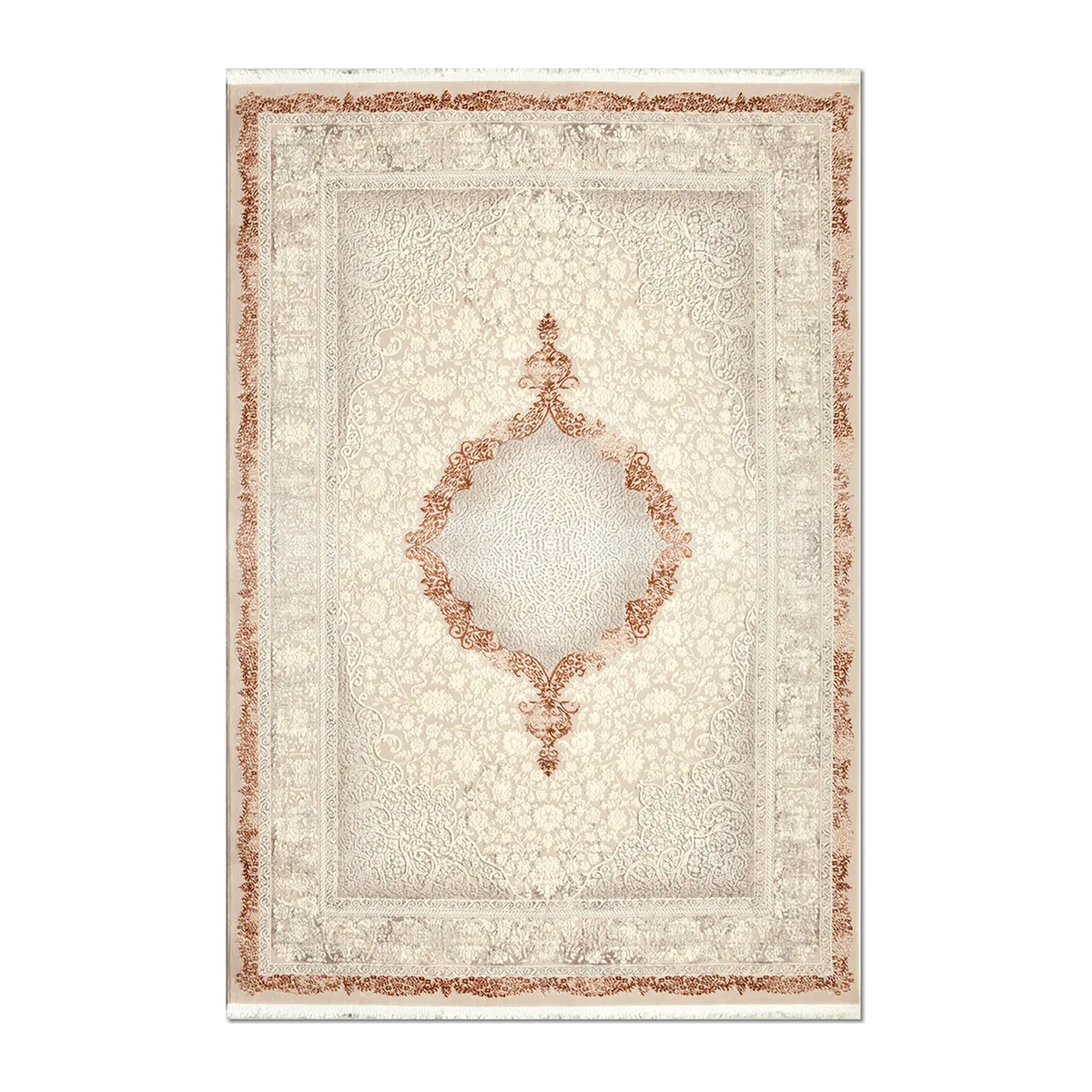 RECTANGLE | HERO | Bastion Cream Grey Traditional Damask Machine Woven Living R