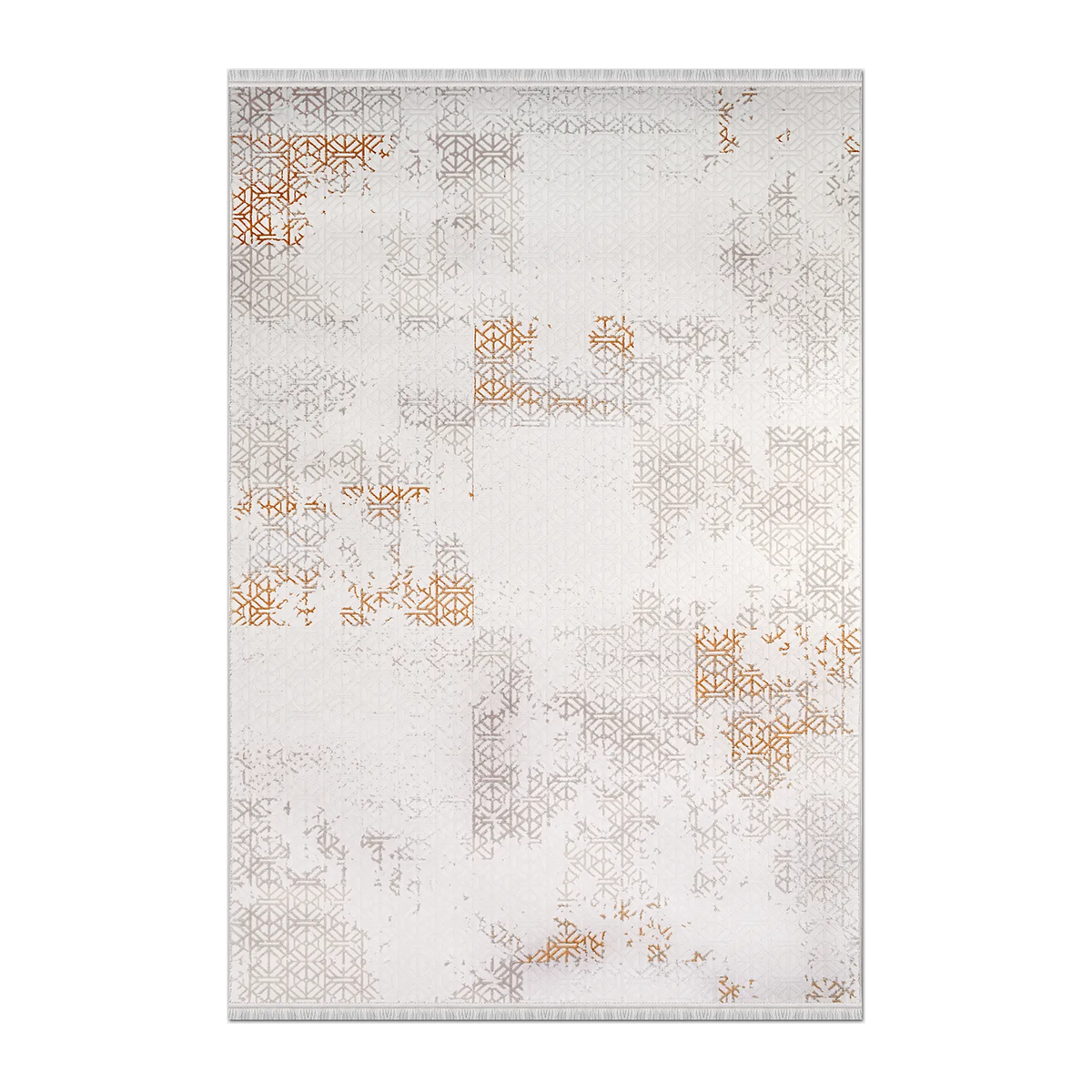 RECTANGLE | HERO | Rill Cream Abstract Modern Machine Woven Greige Burnt Orange