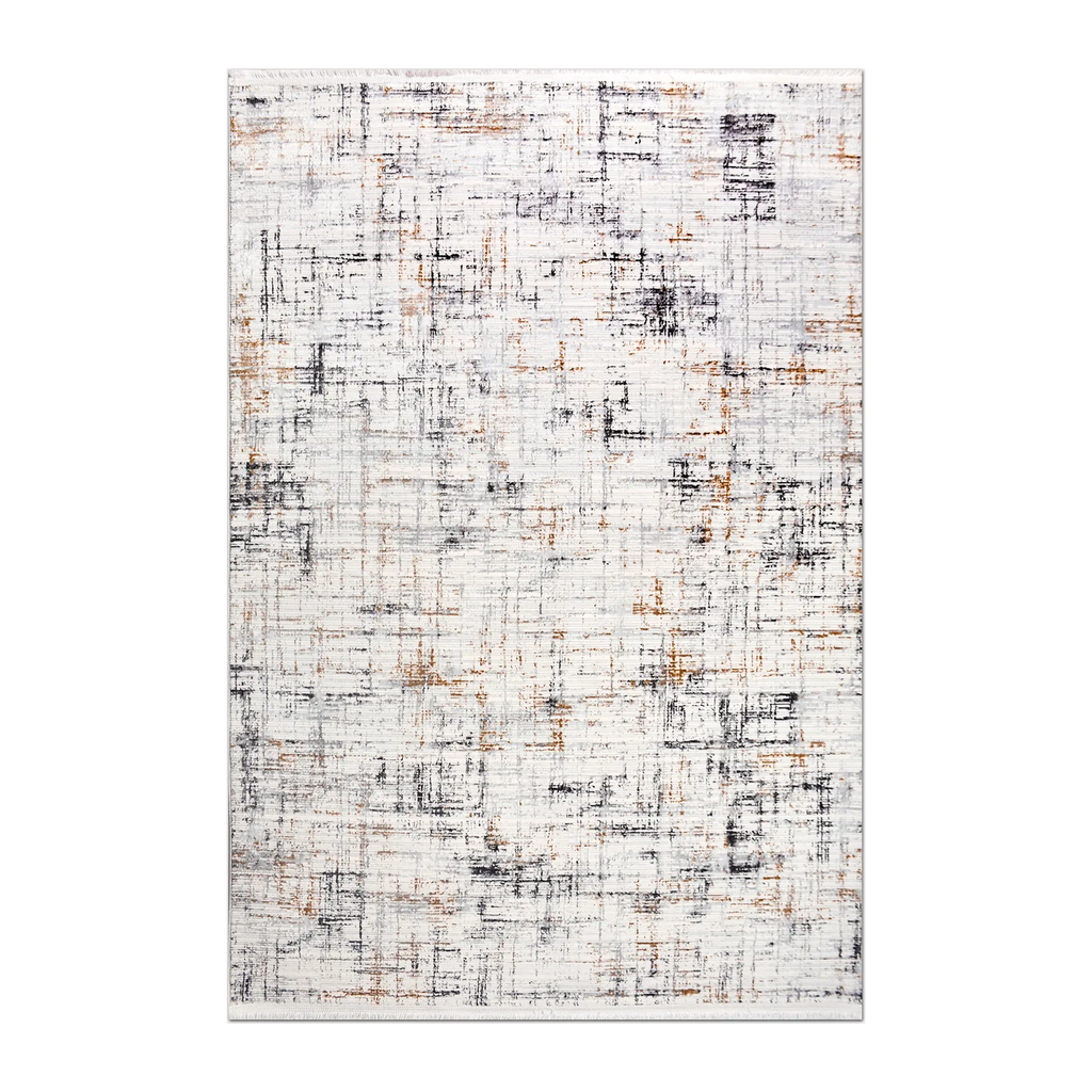 RECTANGLE | HERO | Sanicle Cream Abstract Modern Machine Woven Charcoal Rust Gr