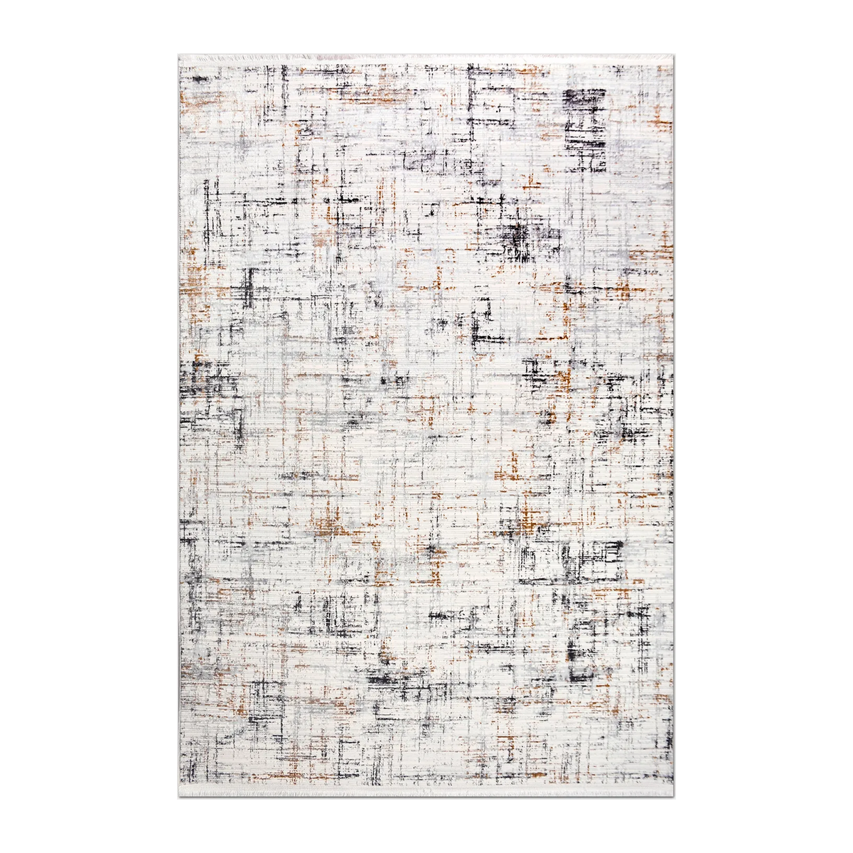 RECTANGLE | HERO | Sanicle Cream Abstract Modern Machine Woven Charcoal Rust Gr