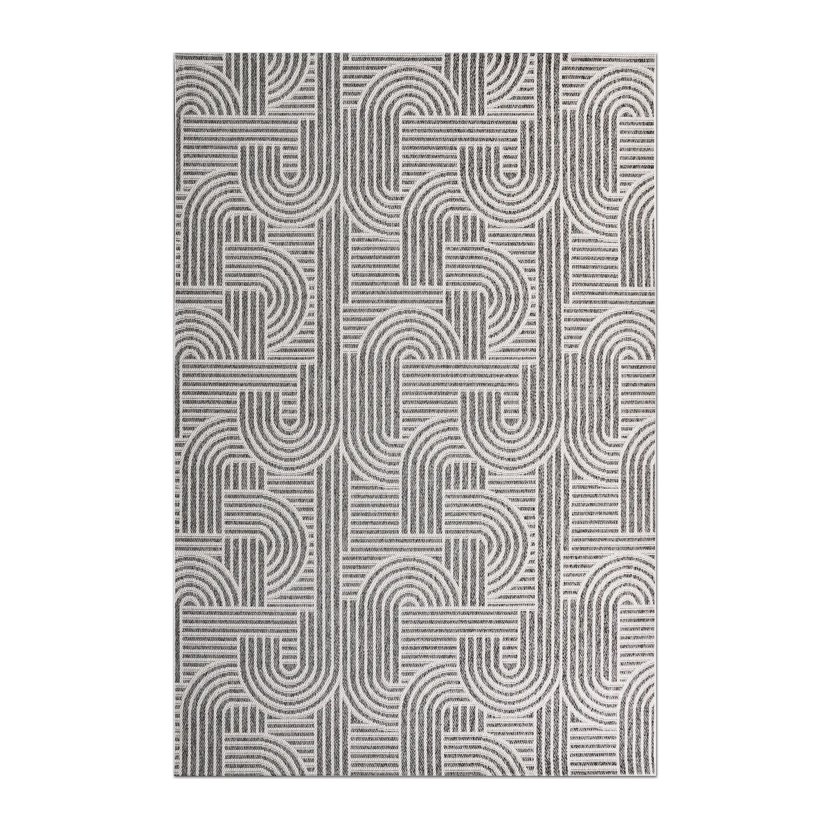 RECTANGLE | HERO | Headland Grey Cream Modern Geometric Machine Woven Living Ro