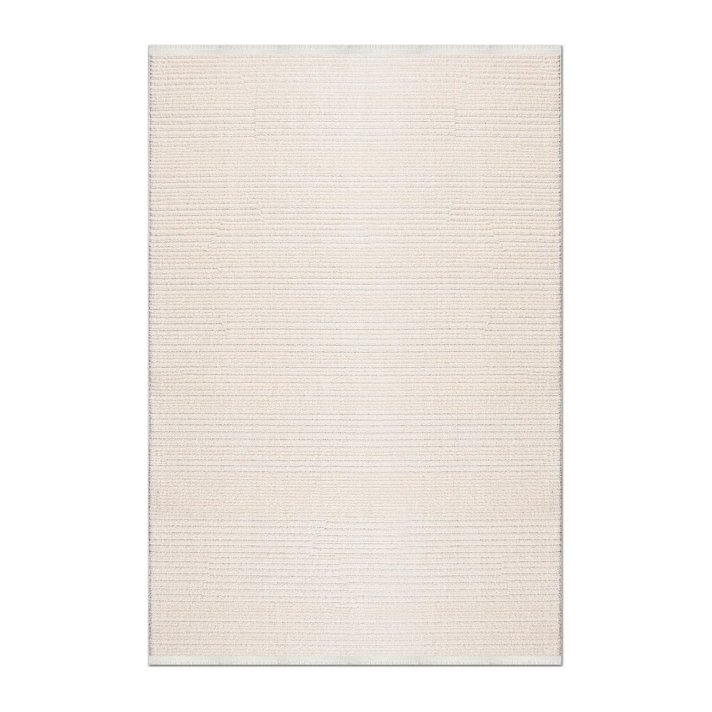 RECTANGLE | HERO | Noontide Cream Ivory Solid Modern Machine Woven Living Room 