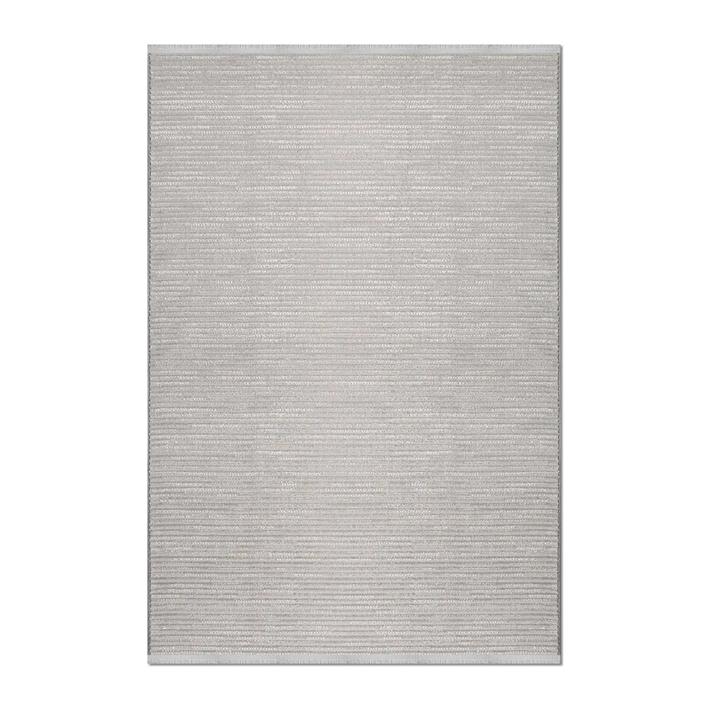 RECTANGLE | HERO | Fernway Grey Ivory Striped Modern Machine Woven Living Room 