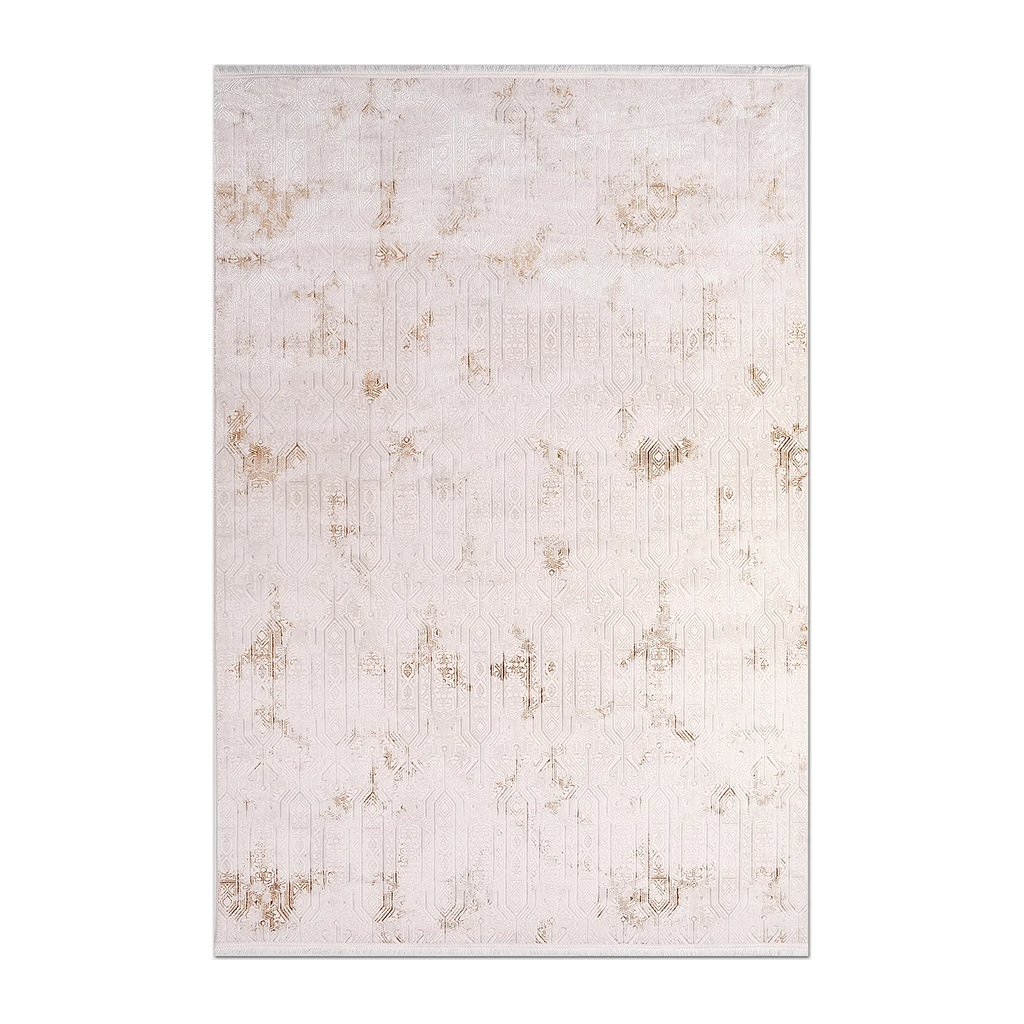 RECTANGLE | HERO | Riven Cream Gold Abstract Glam Machine Woven Living Room Bed