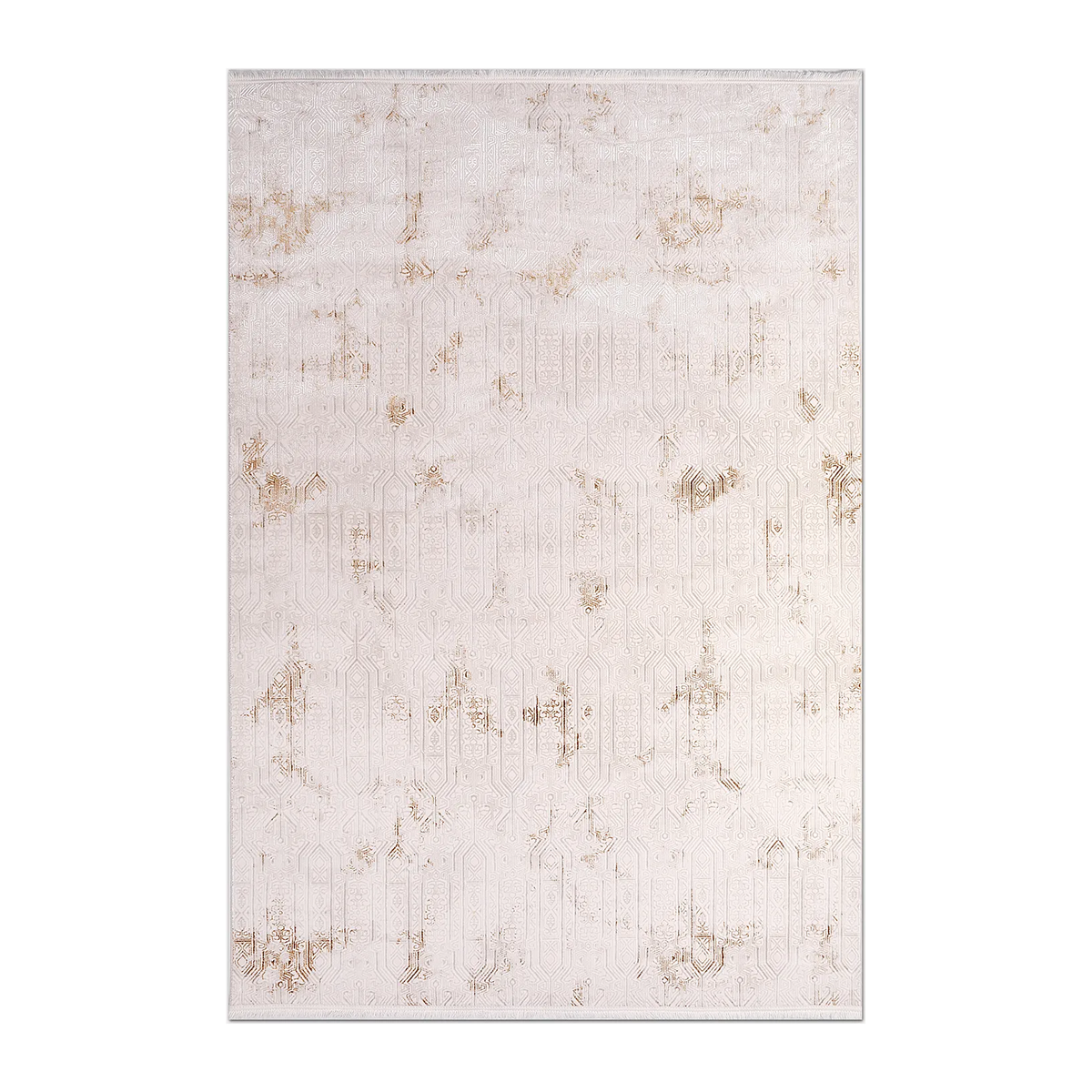 RECTANGLE | HERO | Riven Cream Gold Abstract Glam Machine Woven Living Room Bed