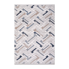 RECTANGLE | HERO | Campion Cream Navy Geometric Maze Modern Machine Woven Livin
