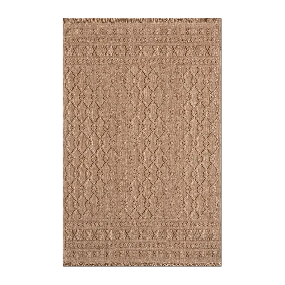 RECTANGLE | HERO | Yarrow Tan Boho Geometric Diamond Machine Woven Living Room 