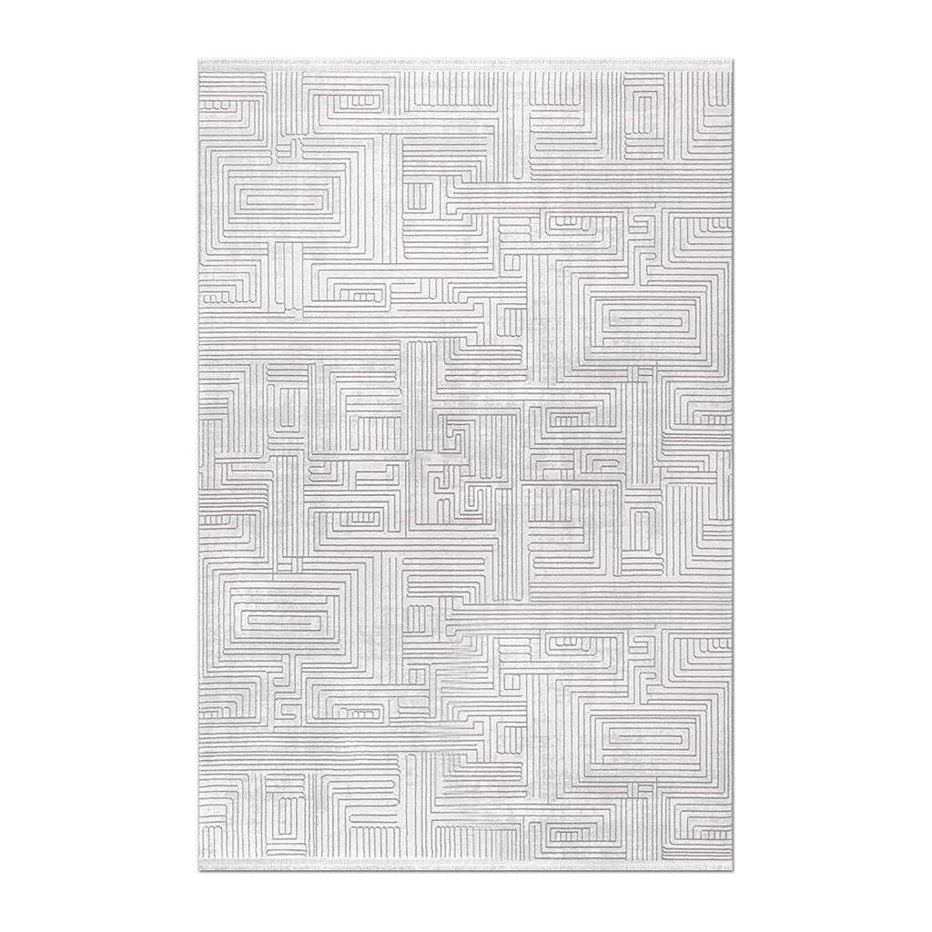 RECTANGLE | HERO | Camellia Ivory Geometric Modern Machine Woven High-Low Livin