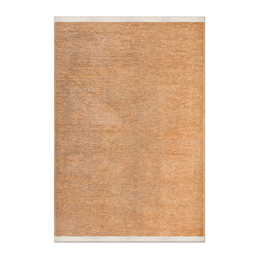 RECTANGLE | HERO | Marigold Terracotta Solid Modern Machine Woven Fringe Living