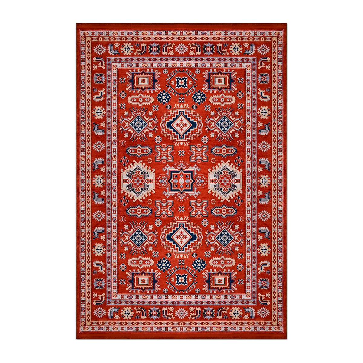 RECTANGLE | HERO | Drizzle Red Navy Cream Persian Style Traditional Machine Wov