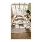 RECTANGLE | HERO | Cranberry Beige Cream Modern Geometric Carved Arch Machine W