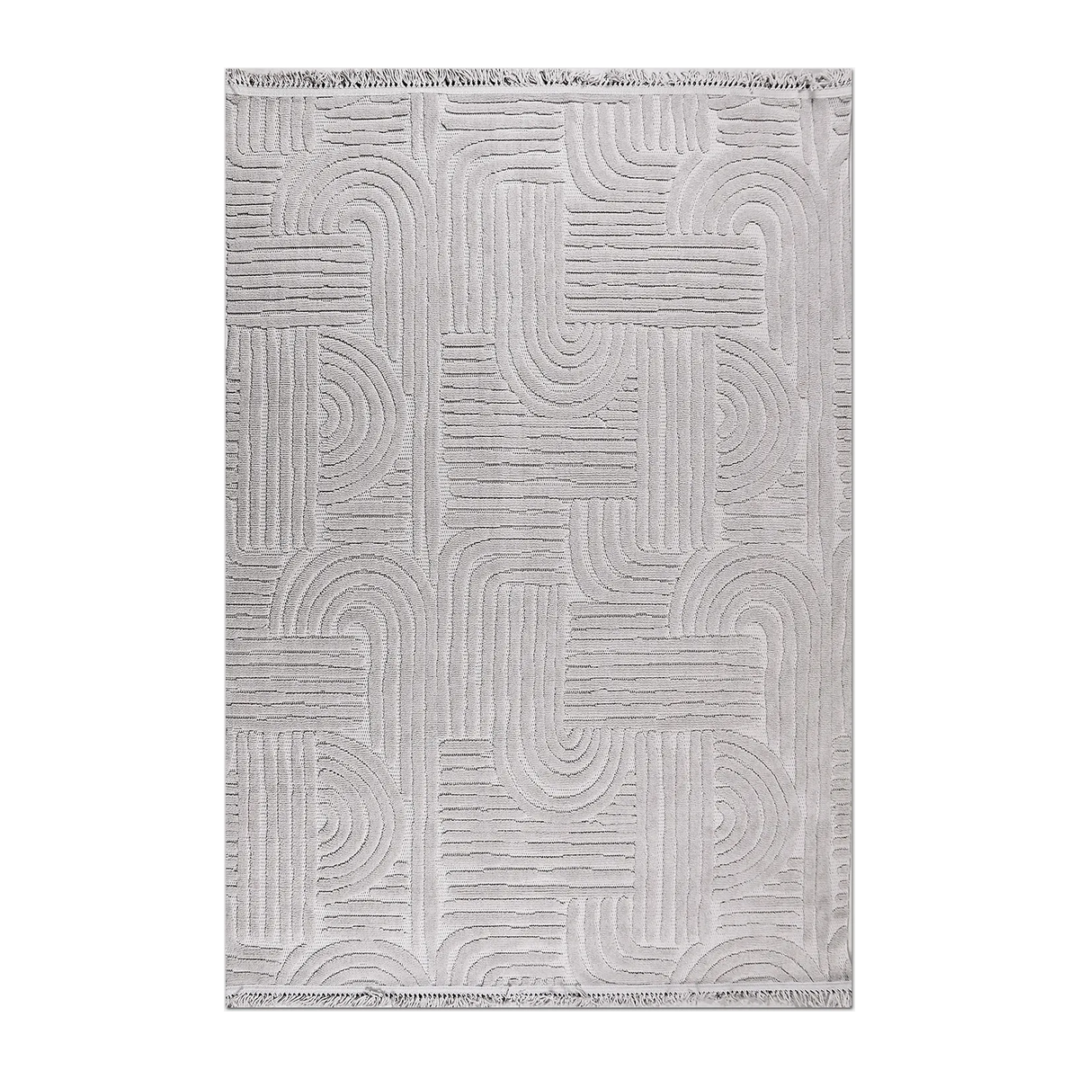 RECTANGLE | HERO | Letoon Modern Geometric Light Grey Ivory Carved High-Low Liv