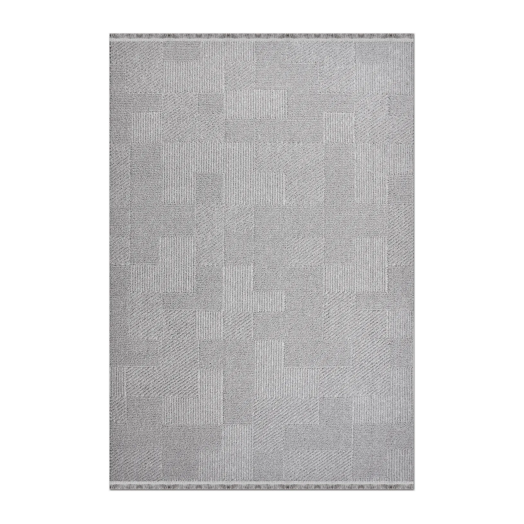 RECTANGLE | HERO | Penumbra Grey Geometric Modern Machine Woven Living Room Bed
