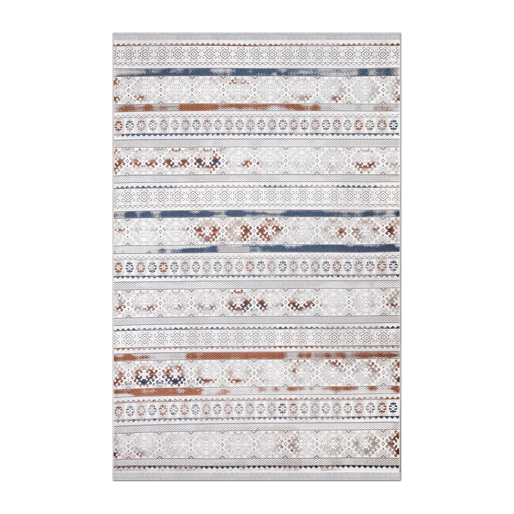RECTANGLE | HERO | Gorse Boho Geometric Tribal Bands Cream Rust Navy Grey Machi