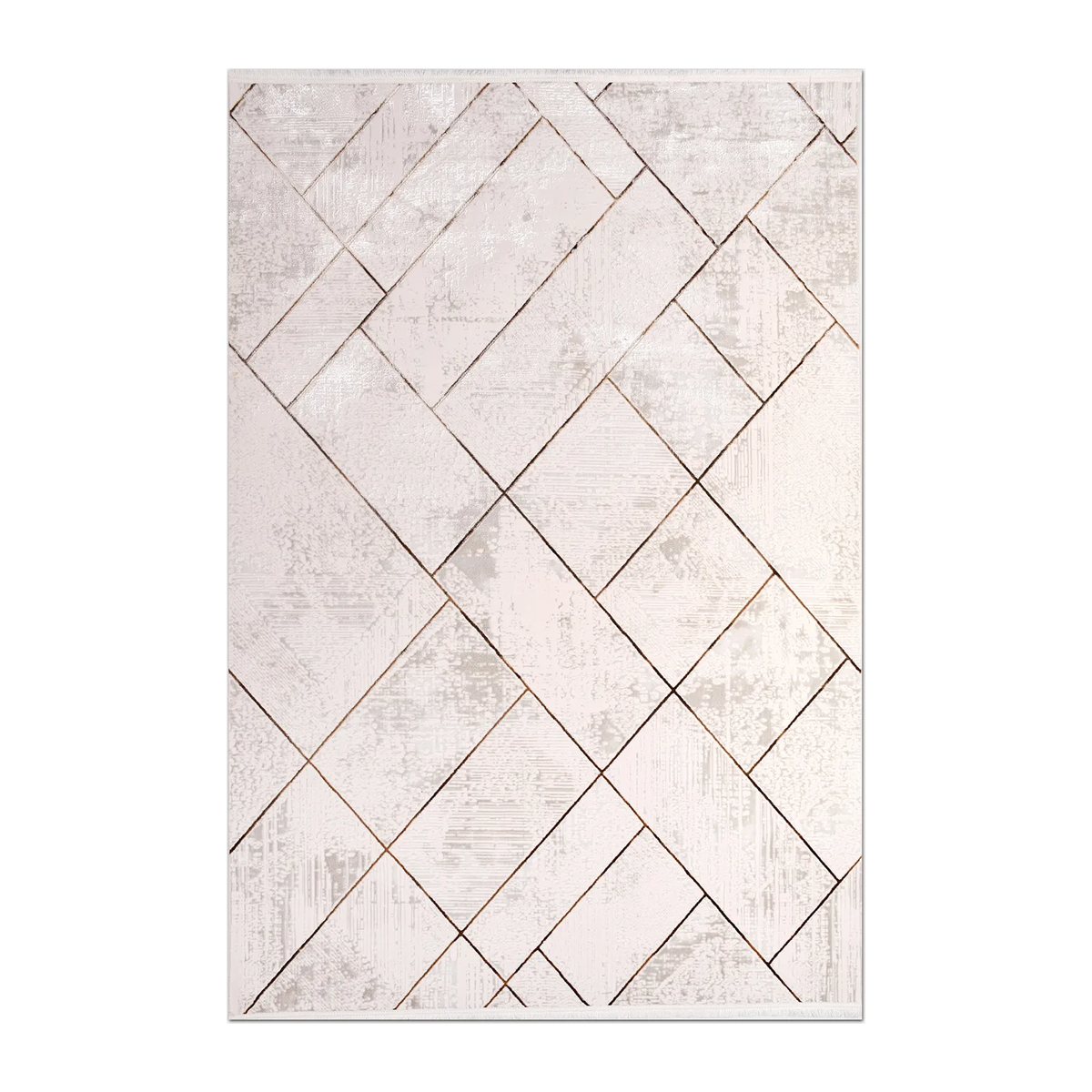 RECTANGLE | HERO | Leigh Cream Copper Geometric Diamond Modern Machine Woven Li