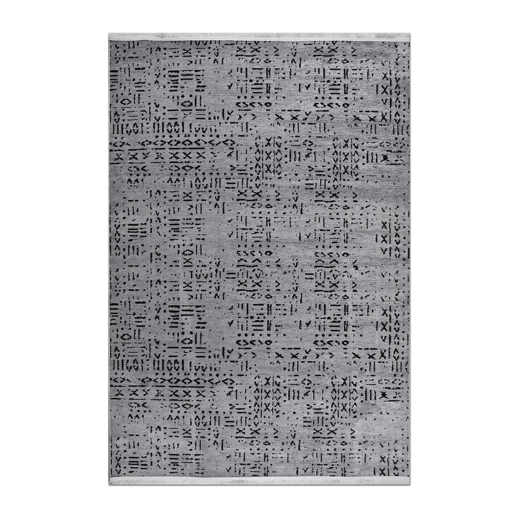RECTANGLE | HERO | Gleam Modern Abstract Machine Woven Grey Black Ivory Living 