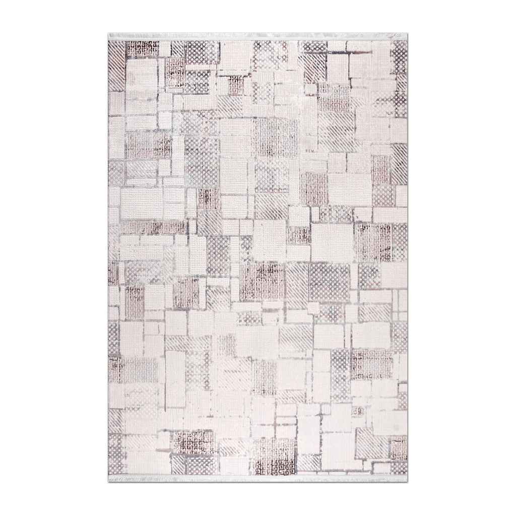 RECTANGLE | HERO | Lodestone Cream Taupe Patchwork Modern Machine Woven Living 