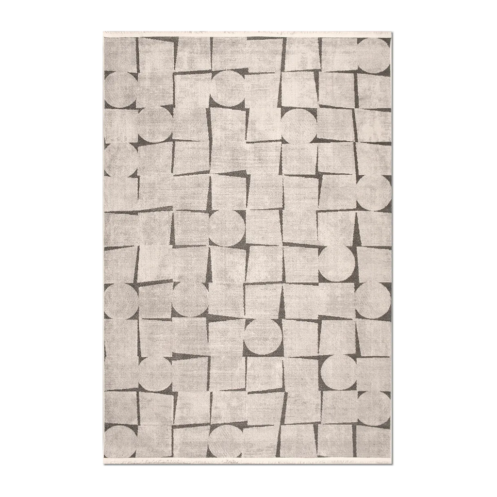 RECTANGLE | HERO | Campanile Cream Grey Scandinavian Geometric Machine Woven Li