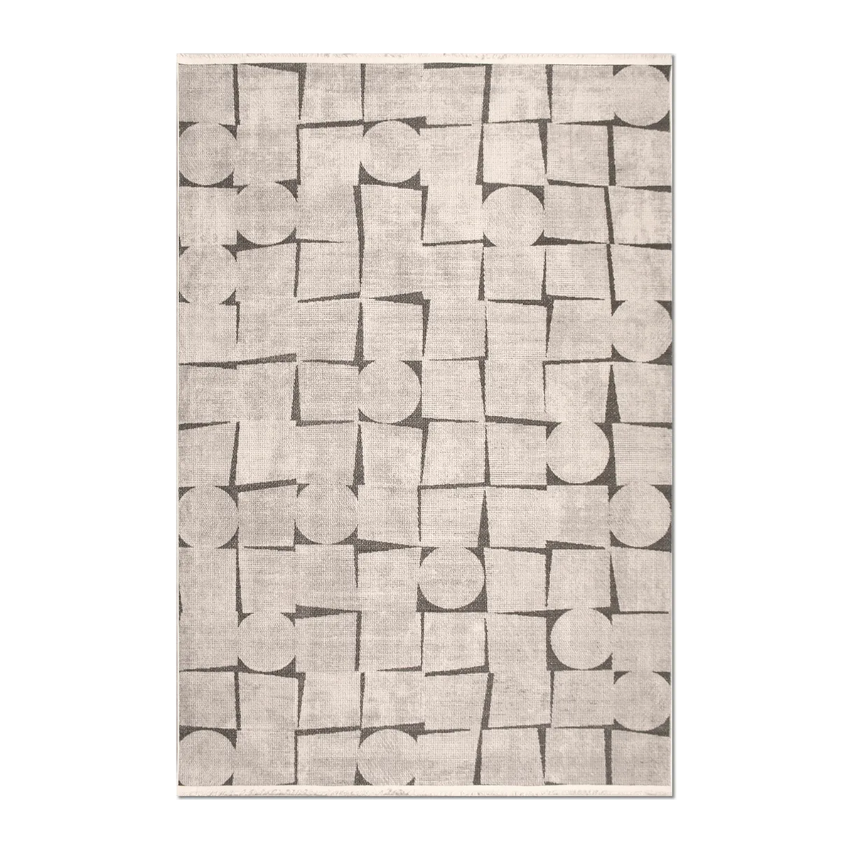 RECTANGLE | HERO | Campanile Cream Grey Scandinavian Geometric Machine Woven Li