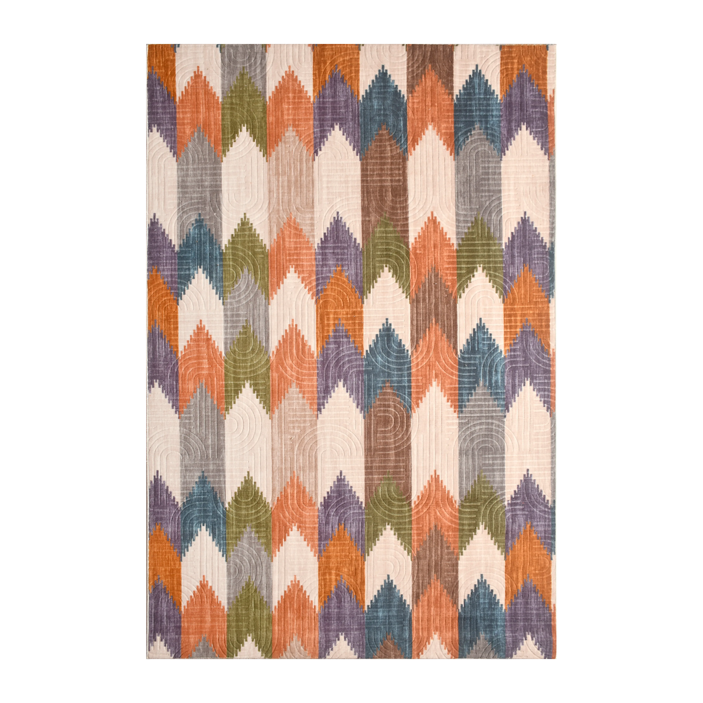 RECTANGLE | HERO | Downs Multicolour Geometric Chevron Modern Machine Woven Liv