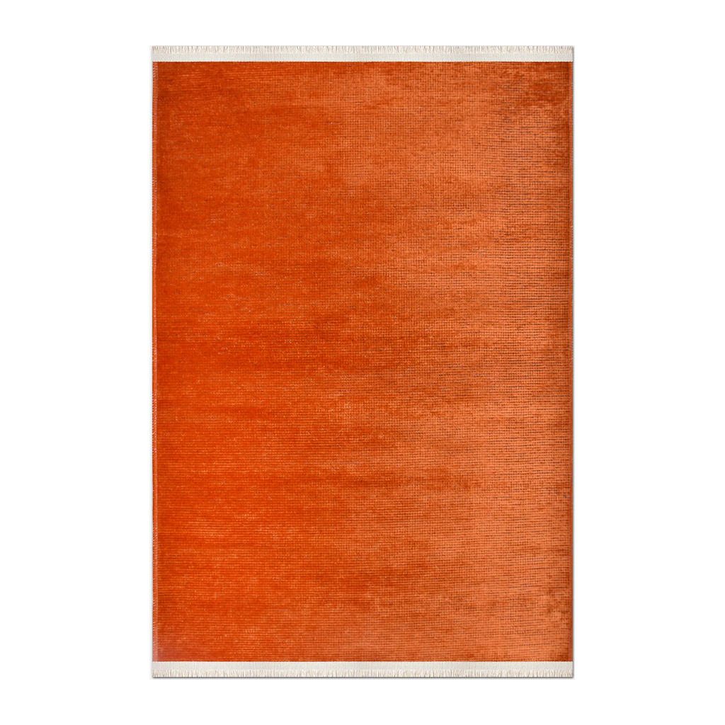 RECTANGLE | HERO | Lupin Burnt Orange Solid Modern Machine Woven Fringed Living