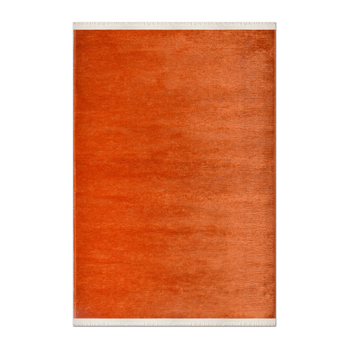 RECTANGLE | HERO | Lupin Burnt Orange Solid Modern Machine Woven Fringed Living
