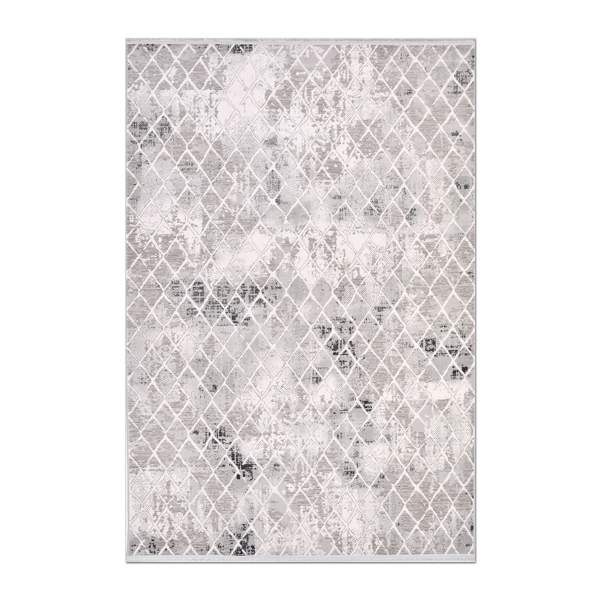 RECTANGLE | HERO | Priene Grey Cream Distressed Moroccan Style Trellis Modern M