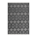 RECTANGLE | HERO | Mezzanine Charcoal Grey Cream Chequered Modern Machine Woven