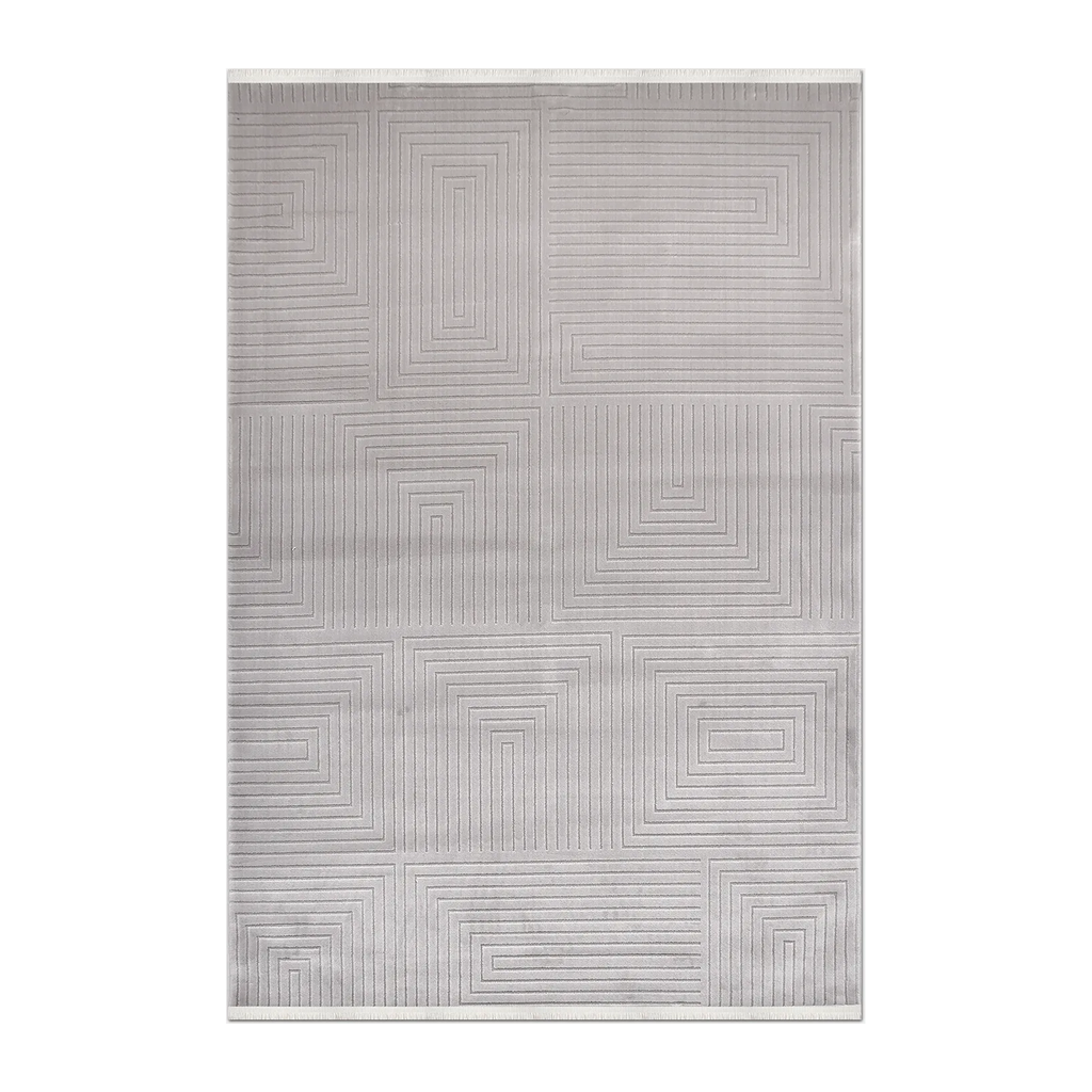 RECTANGLE | HERO | Chervil Light Grey Geometric Modern Machine Woven Living Roo