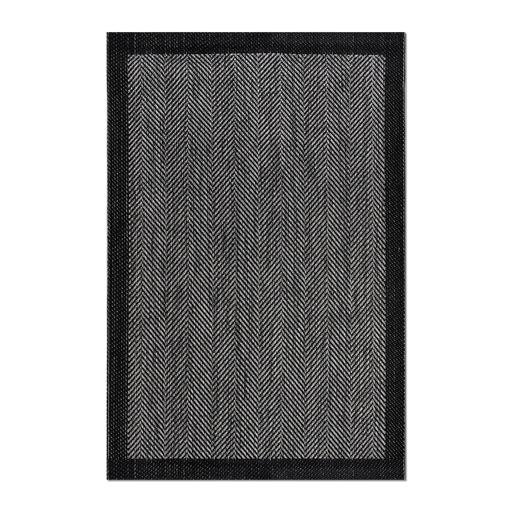 RECTANGLE | HERO | Tamarisk Black Grey Geometric Herringbone Modern Machine Wov