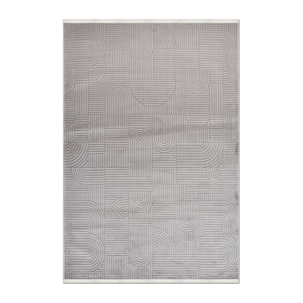RECTANGLE | HERO | Celandine Grey Modern Geometric Machine Woven Living Room Be
