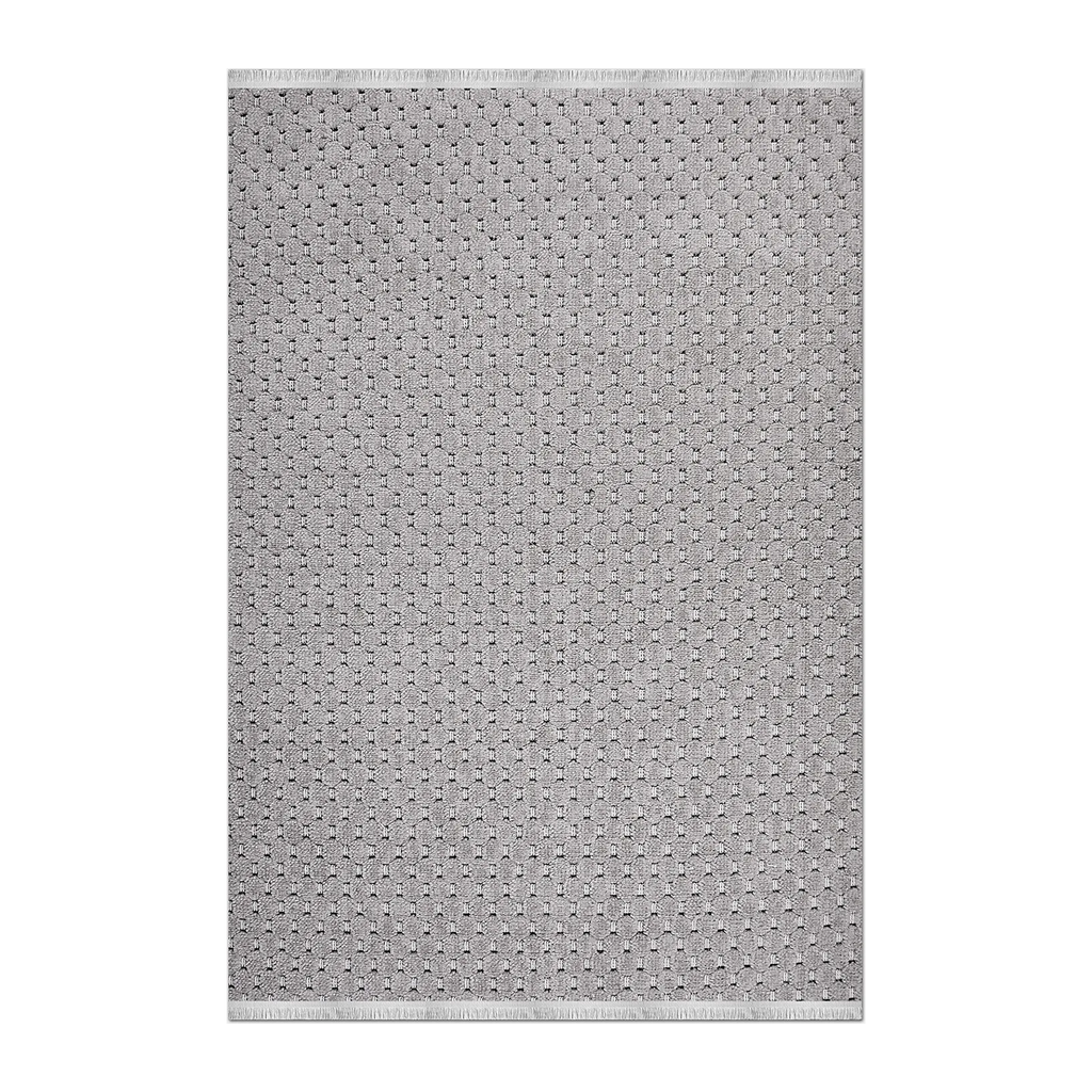 RECTANGLE | HERO | Borage Grey Ivory Modern Geometric Machine Woven Living Room