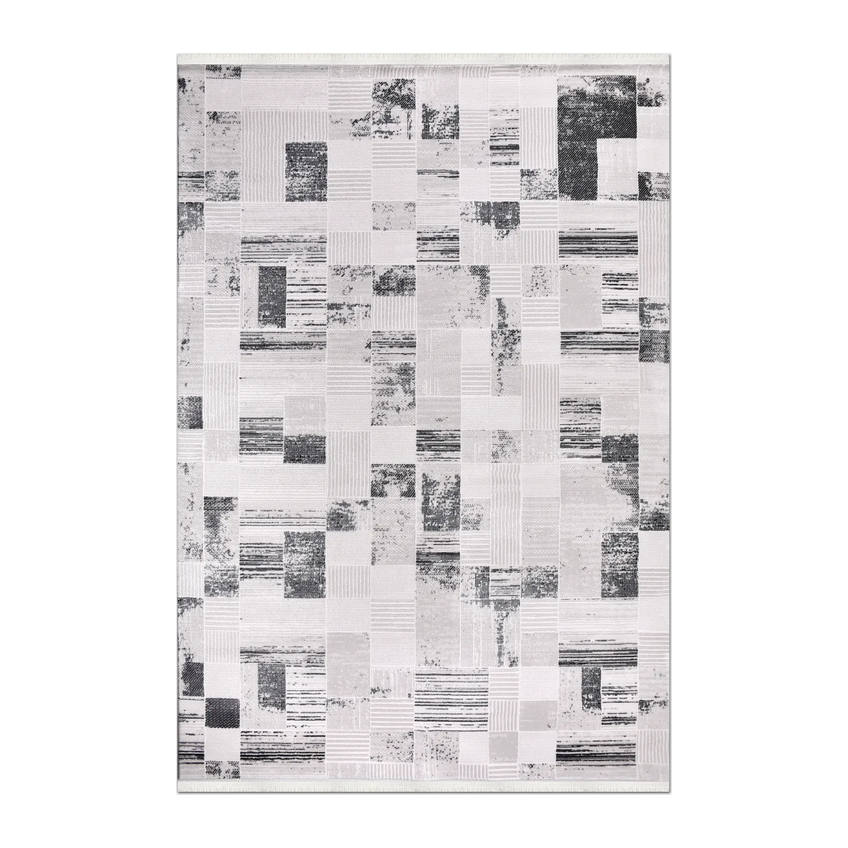 RUNNER | HERO | UNLISTED | Aurora Cream Grey Patchwork Modern Machine Woven Living Room