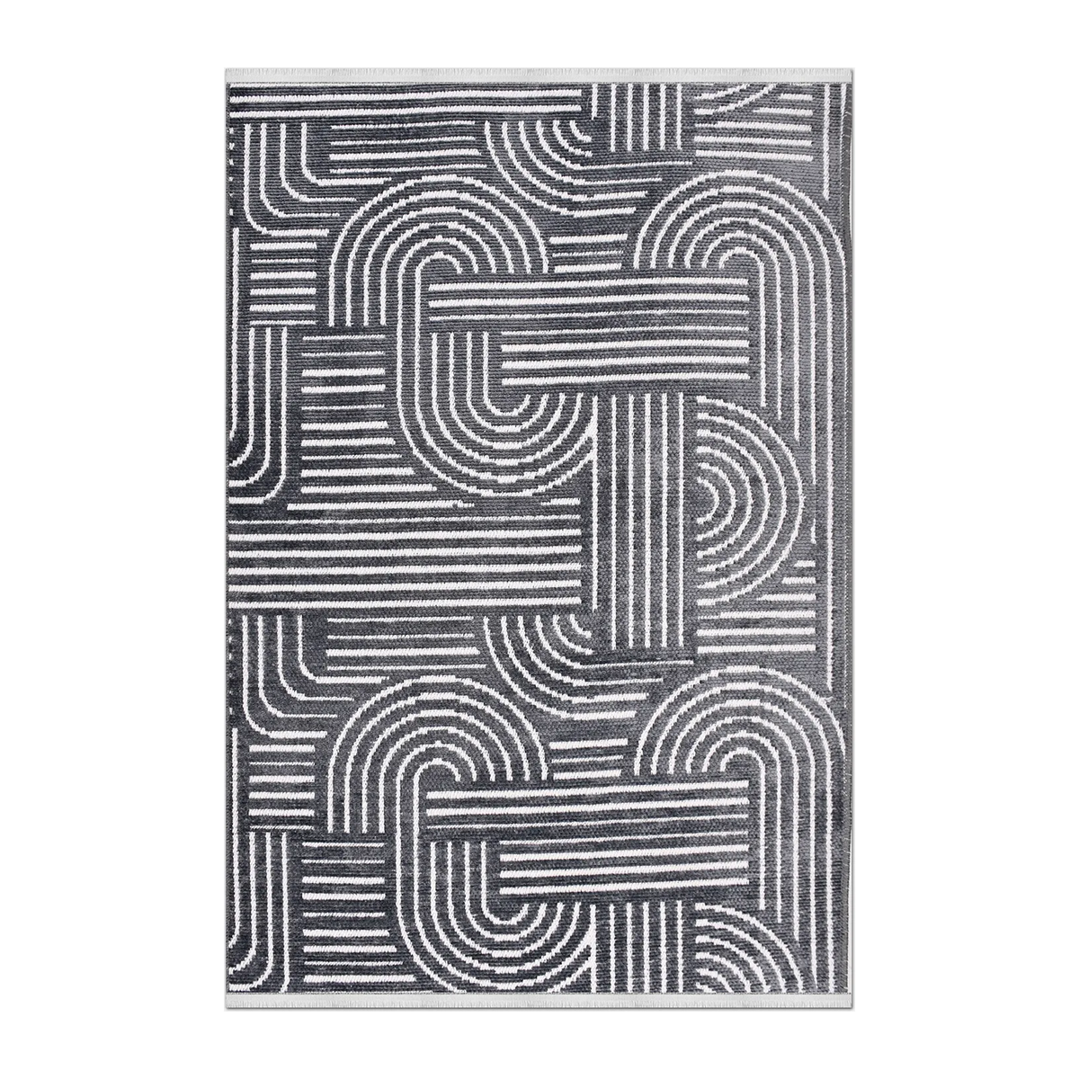 RUNNER | HERO | UNLISTED | Elder Charcoal Grey Ivory Geometric Mid-Century Modern Machi