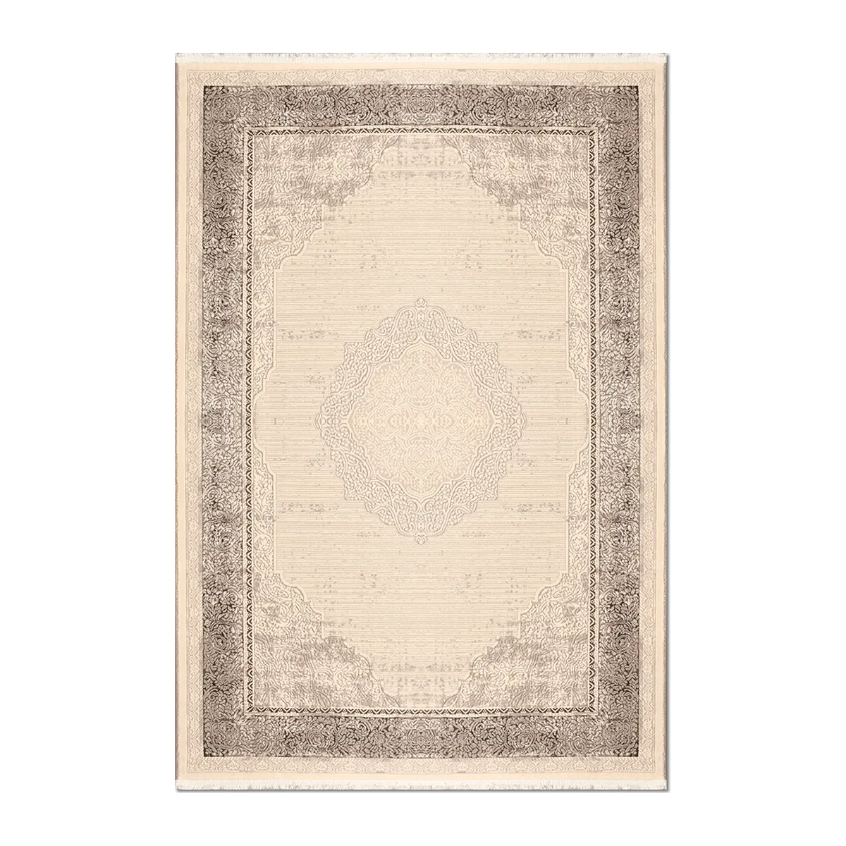 RUNNER | HERO | UNLISTED | Alcove Cream Taupe Traditional Damask Medallion Machine Wove