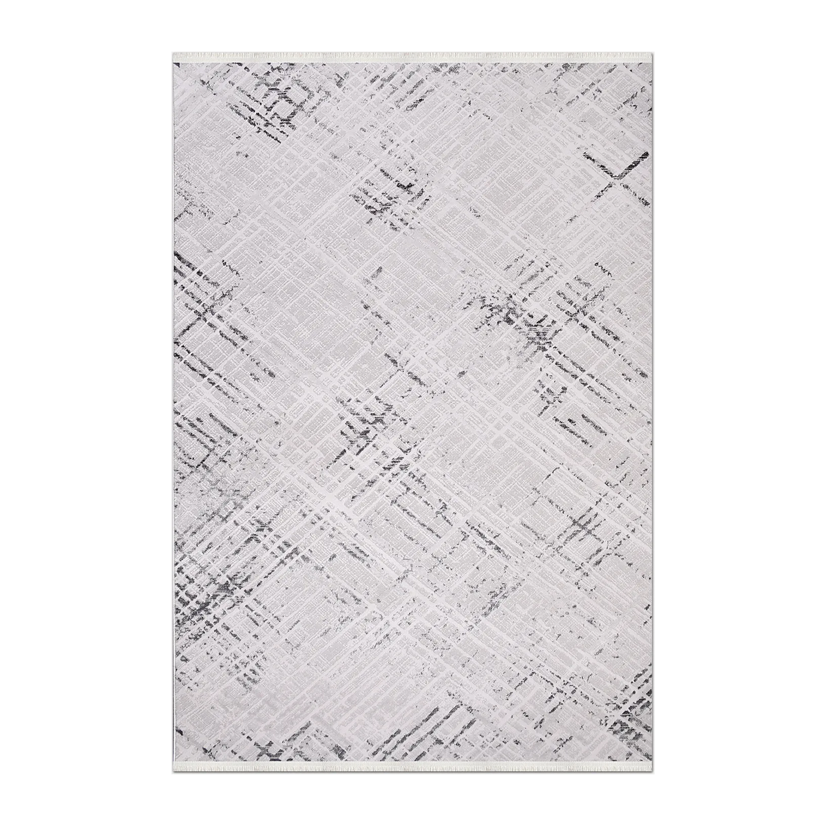 RUNNER | HERO | UNLISTED | Safranbolu Light Grey Cream Abstract Modern Machine Woven Li