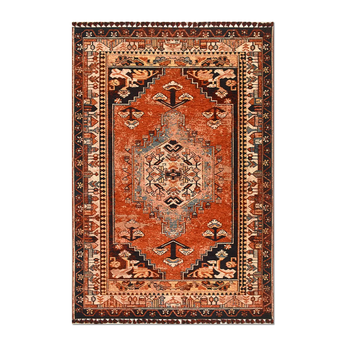 RUNNER | HERO | UNLISTED | Cirrus Persian Style Traditional Medallion Rust Black Cream 