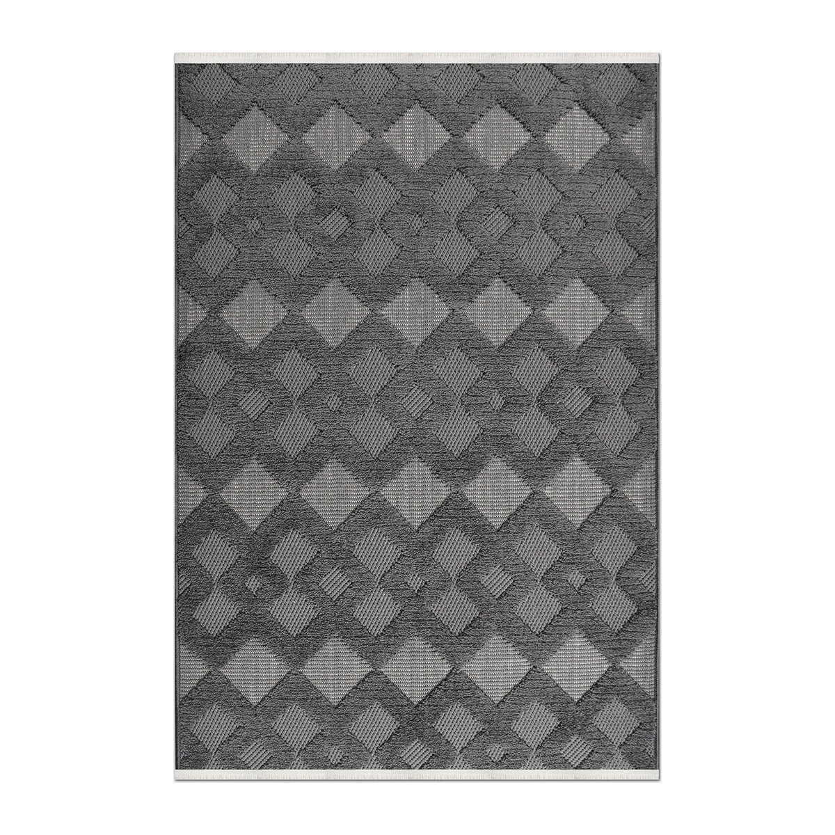 RUNNER | HERO | UNLISTED | Mezzanine Charcoal Grey Cream Chequered Modern Machine Woven