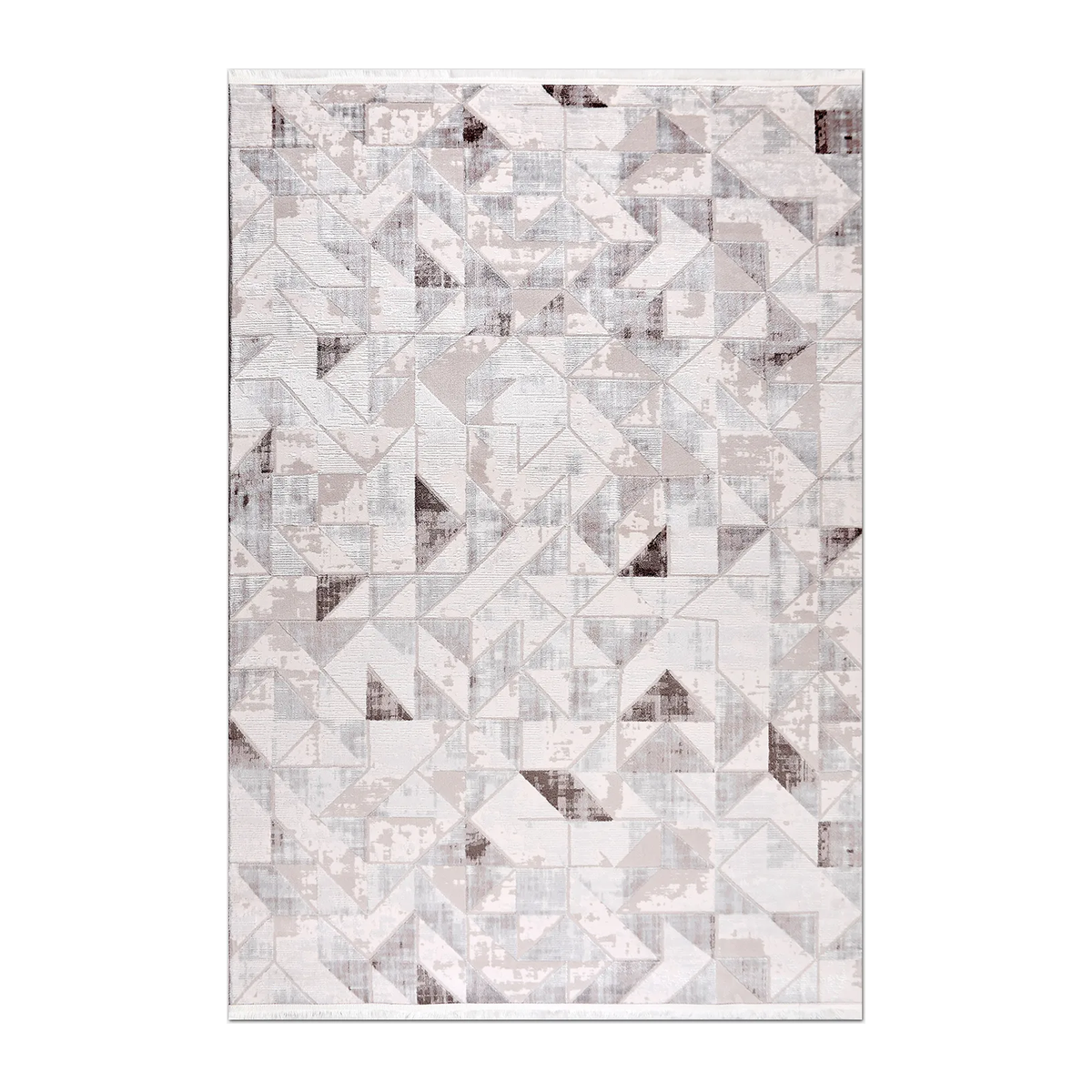 RUNNER | HERO | UNLISTED | Marl Cream Beige Modern Geometric Distressed Machine Woven L